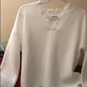 White Knit Long Sleeve Sweater